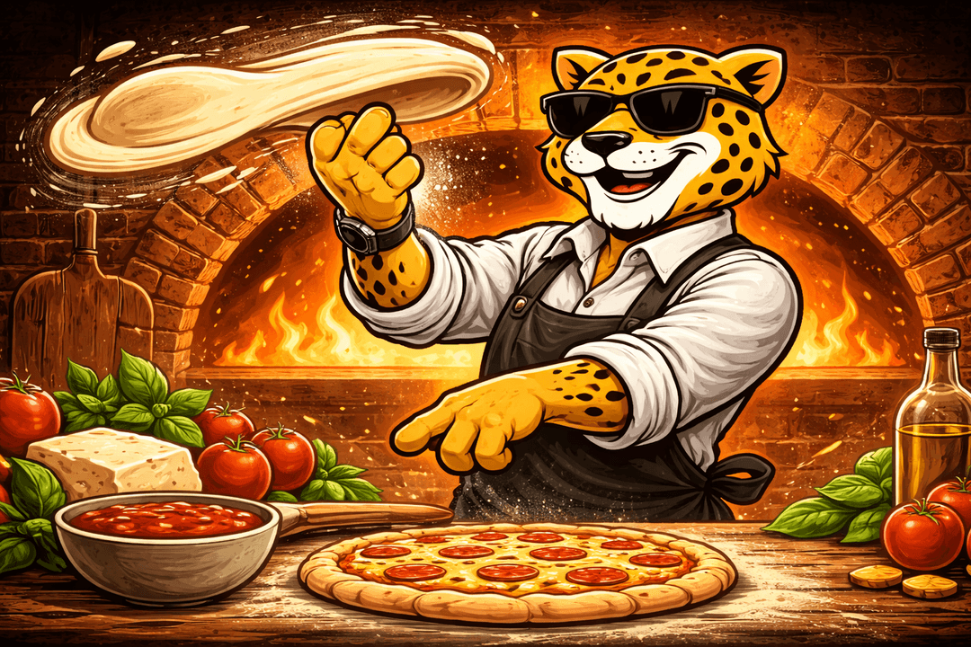 Lenny the Leopard spinning pizza dough